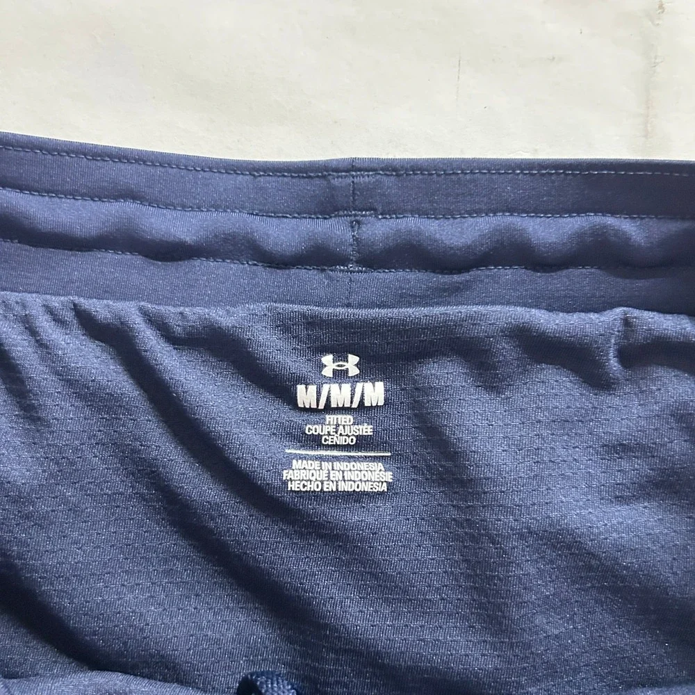 Under Armour Running Shorts Mesh Inset Medium Navy Blue Athletic Gorpcore Gym
